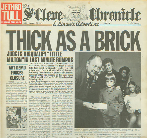 Thick As A Brick : Newspaper